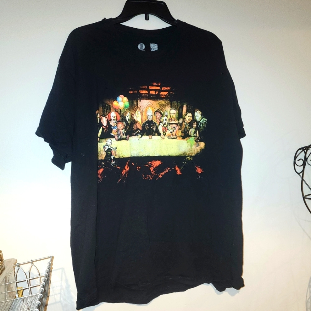 Big Chris Art Church Of Horror Poker Party Black Graphic T-Shirt 2XL